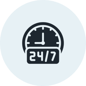 Clock icon with 24/7 label