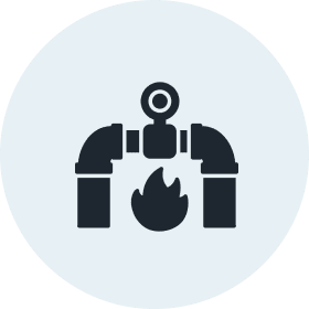 Gas pipeline icon with flame symbol